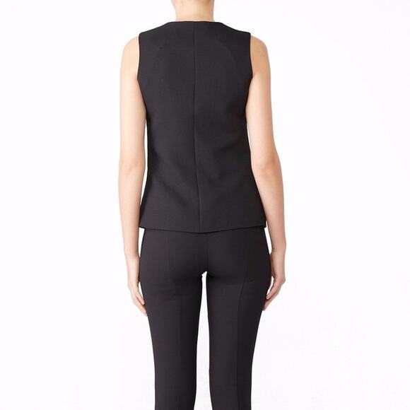 Osman Contrast Wrap Gathered top black navy blue - 8 - Picture 2 of 13